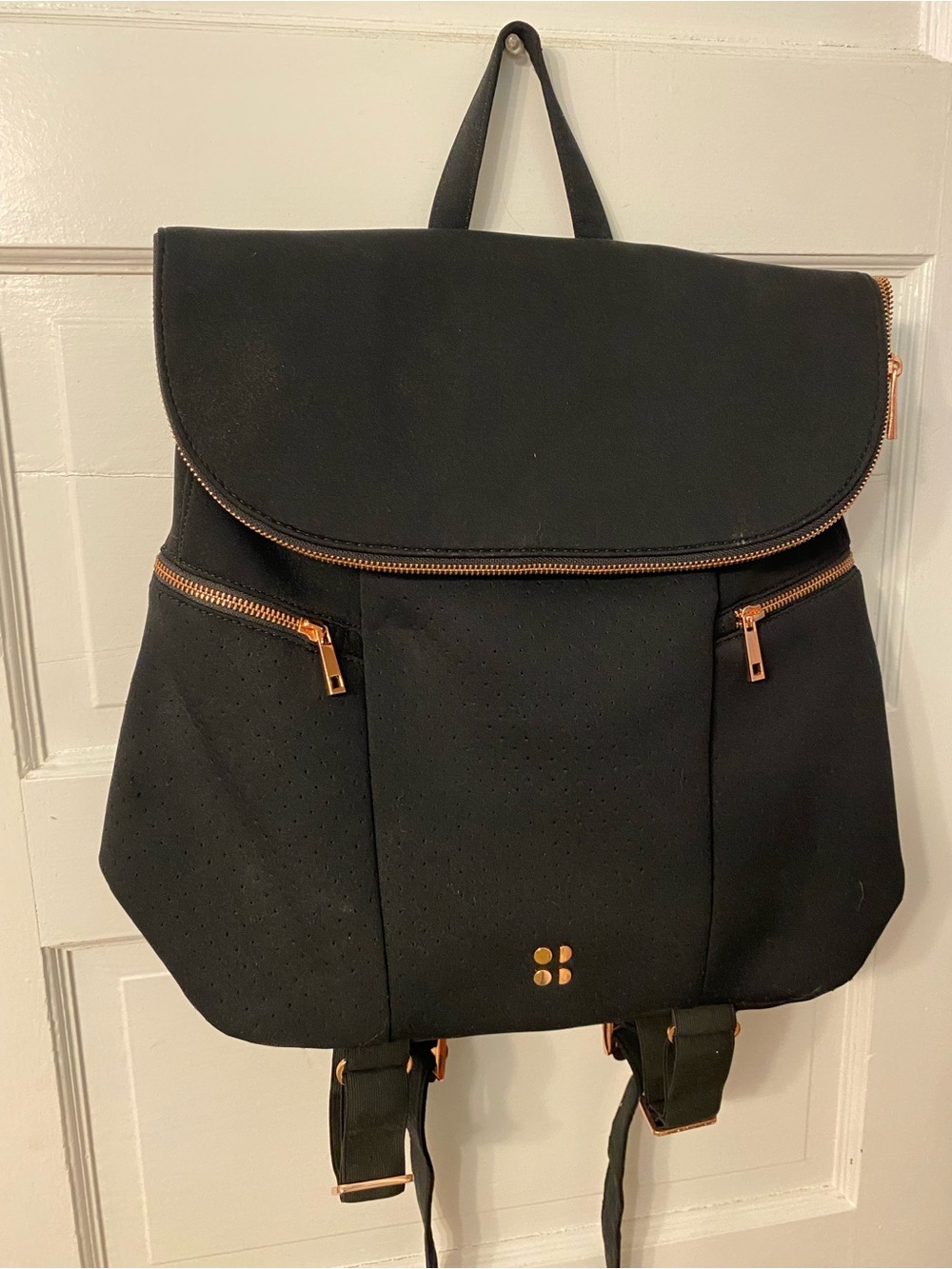 Sweaty Betty Black Backpack with Rose Gold Hardware